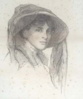 Lot 219 - English School, early 20th century, Portrait of a lady, pencil