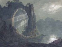 Lot 232 - William Payne, ruined abbey by moonlight, watercolour