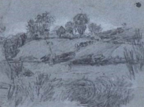 Lot 250 - David Cox, A Spring Landscape, pencil