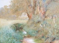 Lot 257 - Wilmot Pilsbury, woodland stream, watercolour
