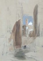 Lot 265 - Style of James Holland, Venetian canal scene, watercolour