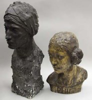 Lot 270 - Two plaster busts by Stephens
