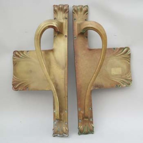 Lot 279 - Baltic Exchange art nouveau brass door handles