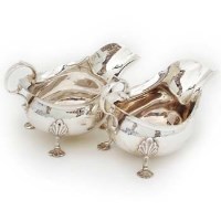 Lot 321 - Pair of silver sauce boats
