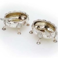 Lot 322 - Pair of silver salts and spoons