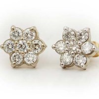 Lot 443 - Pair diamond cluster earrings