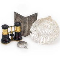 Lot 480 - Bible case, mop last supper, opera glasses and