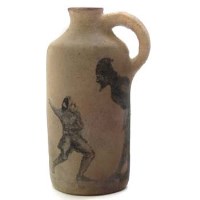 Lot 639 - Martinware jug painted with figures
