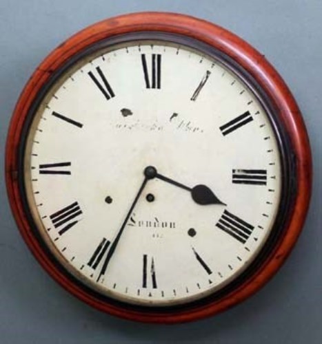 Lot 684 - Mahogany school clock