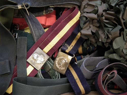 Lot 112 - 34 assorted military belts and three 1908 webbing.
