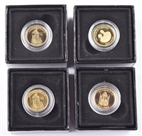 Lot 17 - 2012 Elizabeth and The Lion gold 1/4 sovereign x 2, plus Royal House of Windsor 9ct gold Jubilee Monarch half crown x 4 (boxed).