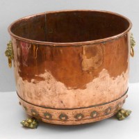 Lot 20 - Copper and brass log bucket on paw feet