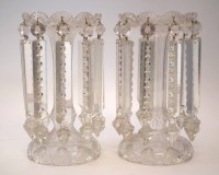 Lot 91 - Pair of Victorian clear glass lustre