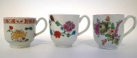 Lot 114 - Three Worcester coffee cups circa 1770, painted