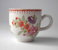 Lot 122 - Bow coffee cup circa 1755, painted with floral