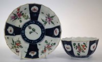 Lot 131 - Worcester teabowl and saucer circa 1775, moulded