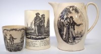 Lot 134 - Creamware jug, mug and beaker