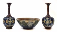 Lot 162 - Royal Doulton pair of stoneware vases