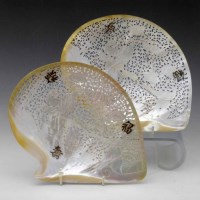 Lot 194 - Pair Cantonese carved shell dishes, late Qing