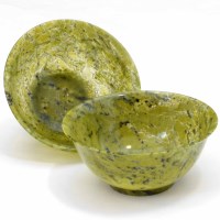 Lot 201 - Pair of Chinese green translucent bowls