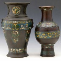 Lot 211 - Two champleve vases