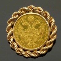 Lot 212 - Austrian 1 gold ducat restrike in 585 mount