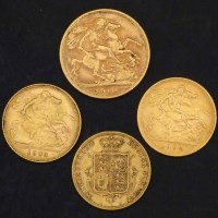 Lot 233 - Three 1/2 sovereigns, 1883, 1904, 1909