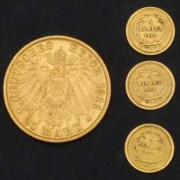Lot 243 - Three gold 4-reales, 1860; German gold 20-marks