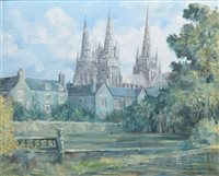 Lot 274 - Ivan Taylor, "Lichfield Cathedral", oil.