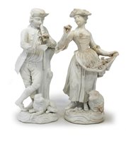 Lot 192 - Pair of Meissen biscuit porcelain figures.