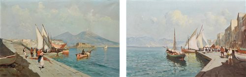 Lot 233 - Palini, 20th century, "The Bay of Naples", a pair, oil on canvas (2).