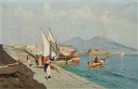 Lot 233 - Palini, 20th century, "The Bay of Naples", a pair, oil on canvas (2).