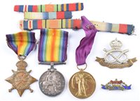 Lot 35 - A World War One trio of medals awarded to 13500 PTE. C. LOWELL S. STAFF. R.