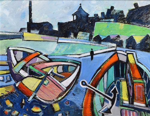 Lot 234 - Mike Weeden, "The Wick Harbour Master", oil.