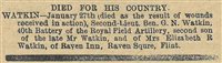Lot 39 - A trio of World War One medals awarded to Ben Watkin with death plaque, newspaper cutting, three letters and a photograph.