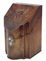 Lot 17 - George III mahogany knife box, with herringbone