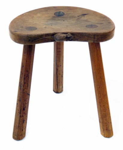 Lot 22 - Robert Mouseman Thompson oak calf stool