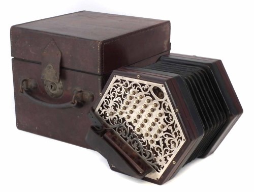 Lot 45 - Lachenal & Co. 56 key concertina, with pierced