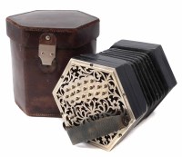 Lot 48 - Charles Jeffries 39 key concertina, with pierced