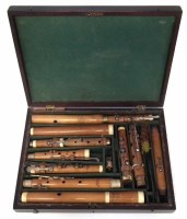 Lot 51 - William Henry Potter cased flute collection, of boxwood