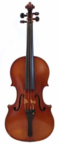 Lot 56 - French violin in case with three bows