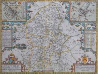 Lot 74 - Framed Speede map of Staffordshire.