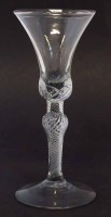 Lot 89 - Wine glass circa 1760, bell shaped bowl, knop stem with air twist and plain foot, 18cm high
