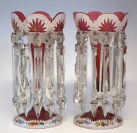 Lot 103 - Pair of Victorian glass lustres