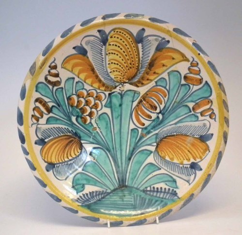 Lot 111 - Delft charger probably Bristol, boldly painted