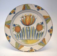 Lot 112 - Delft charger possibly Bristol, painted with