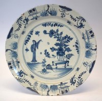 Lot 115 - Delft charger circa 1750, painted with a lady