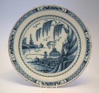 Lot 116 - Delft charger circa 1760, painted in blue with a