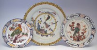 Lot 128 - Delft charger and two plates, one plate initialed