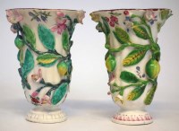 Lot 140 - Matched pair of Bow vases circa 1760, applied